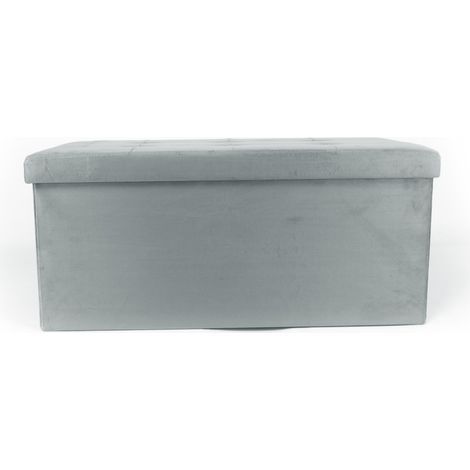 Pouf Contenitore Imbottito Pieghevole Modello Double Velvet Colore Grigio (1/4)