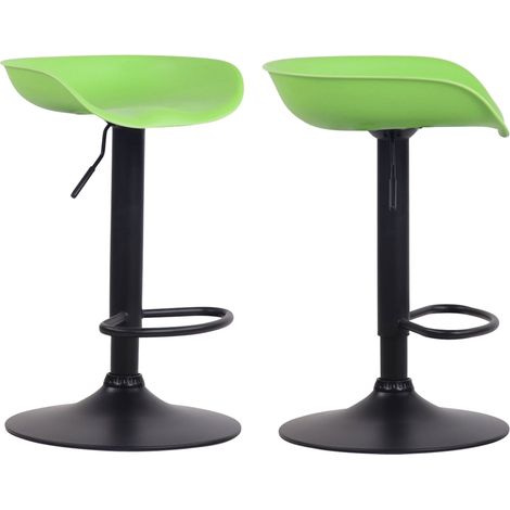 Set di 2 sgabelli da bar con seduta regolabile in altezza e girevole in plastica verde gambe a tulipano in metallo nero opaco con poggiapiedi TDB10256