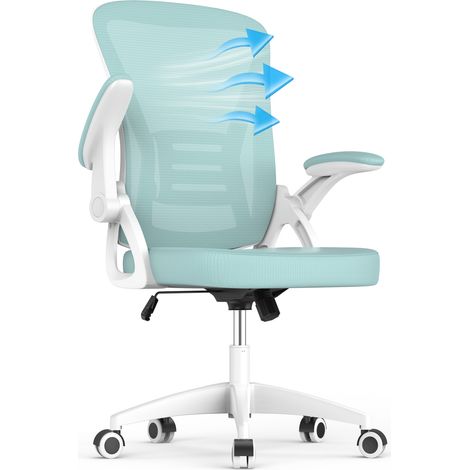 Sedia da Ufficio Ergonomica, Sedia Girevole per Computer, con Supporto Lombare, con Braccioli 3D, Altezza Regolabile, Inclinazione Regolabile, Materiale in Rete Traspirante, Verde