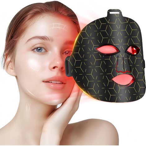Thérapie de lumière rouge pour le visage,8modes Portable a mené la thérapie de lumière du masque du visage avec la longueur d'onde 850nm à distance, proche de l'infrarouge avec la fonction de timing (1/5)