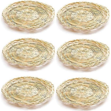 Lot de 6 porte-assiettes en bambou tressé rond de 25 cm (10 pouces) (1/5)