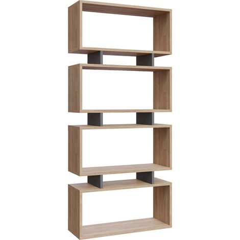 Libreria in legno "Langdon" - 72 x 25 x 161 cm - Grigio antracite