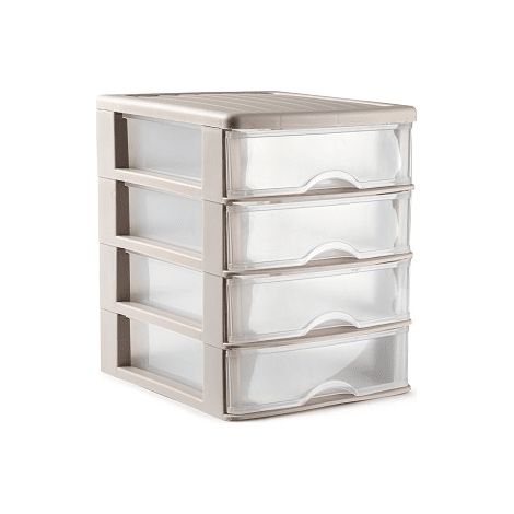 Torre de almacenamiento con 4 cajones 23 cm Beige