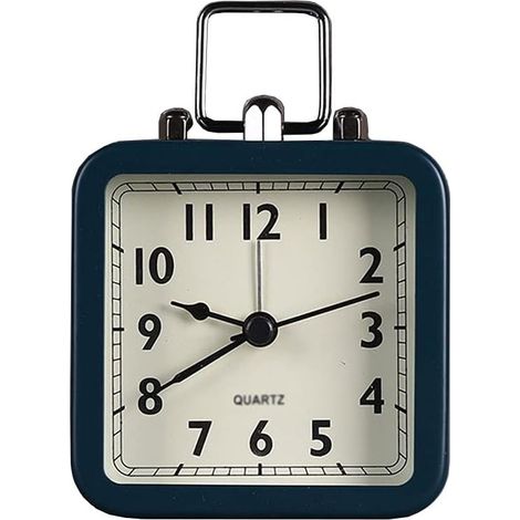 Reloj de mesa silencioso de metal – pequeño despertador – mesita de noche/dormitorio – regalo de oficina/decoración funcional