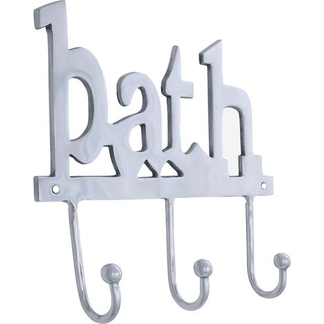 HOMESCAPES Metal Silver Coat Rack - BATH 3 Wall Hooks - Silver