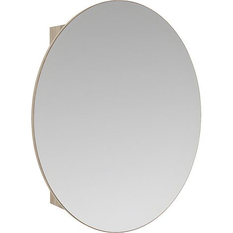 Vente-Unique – Armoire murale de salle de bain ovale avec miroir – Couleur chêne – 1 porte battante – Dimensions 48x60x15 cm – Panneau de particule