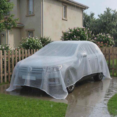 Bâche de Protection 6x4 m en PE 140 g/m² avec 20 Œillets Renforcés, Bâche Imperméable Anti-UV pour Jardin Piscine, Blanc (1/5)