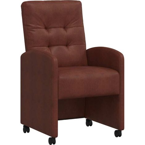 Esszimmerstühle mit Rollen 2 pcs Glänzendes Braun Kunstleder vidaXL