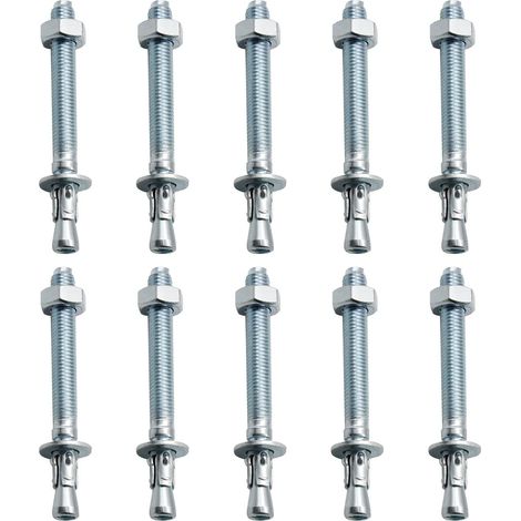 Ankerdübel, 10 Stück M10/10 mm Hochleistungsanker, verzinkte Metallanker, für Balustraden, Vorhangfassaden, Balken, Stützen, Träger