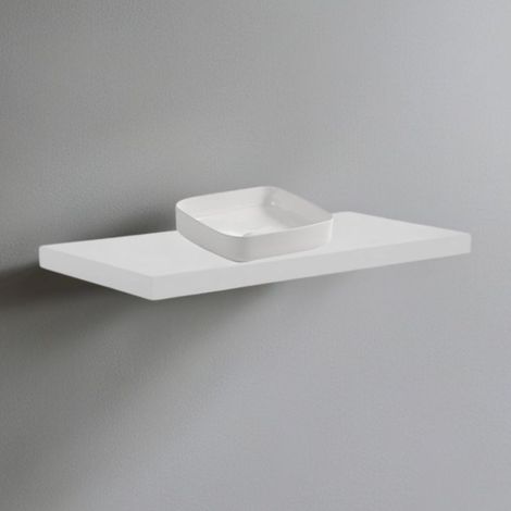 Etagère murale de salle de bain blanche 120x47 cm avec vasque à poser incluse (1/2)