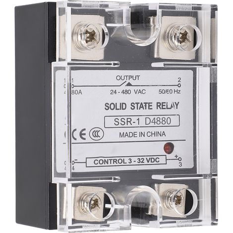 Relais statique 80A commutation rapide, faible interférence, SSR DC-AC, contrôle 3-32VDC, charge 24-480VAC (1/5)