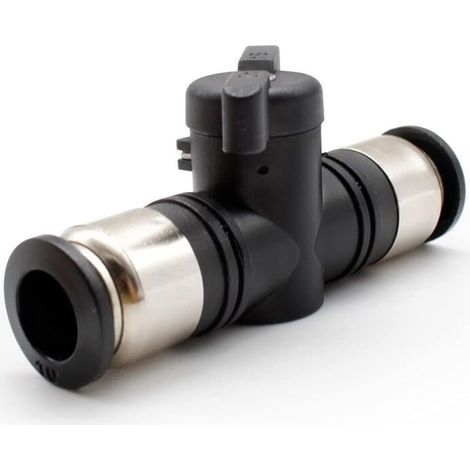 Valvola a sfera pneumatica da 10 mm, regolatore di flusso d'aria con diametro interno, connettore valvola a connessione rapida nero, per (1/4)