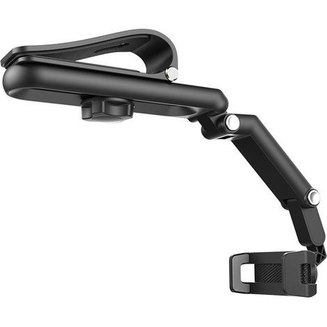Supporto per cellulare da auto di prima generazione, di colore grigio, con angolo regolabile, stabile, robusto e resistente, con attacco per aletta parasole. (1/5)