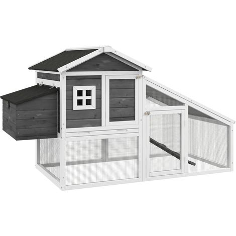 Pollaio Gabbia per Galline 178x95x100 cm in Legno con Tetto Impermeabile Grigio (1/5)
