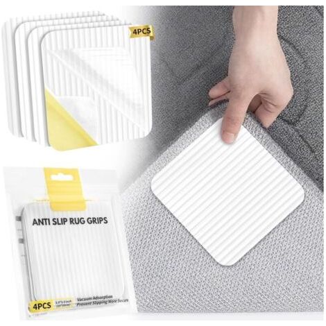 Lot de 8 sous-tapis antidérapants 10x10 cm blancs pour cuisine/chambre/salon/salle de bain (1/4)