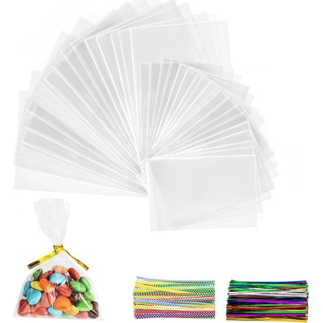 Sachet Cellophane - 400 Pièces - Polypropylène - Hermétique - Bonbon Biscuit Fête - 25x15cm Et 10x15cm (1/5)