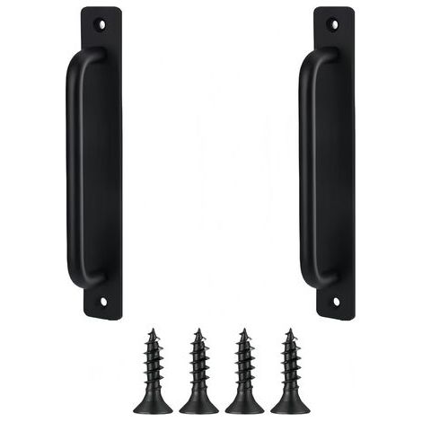 2 Pièces Poignée Meuble, Poignée Porte Coulissante en Aluminium - Anti-Rouille Poignee de Porte Pour Armoire, Tiroir, Garage,Armoires, Balcon,Jardin (Interieur et Exterieur) (Noir,210mm) (1/5)