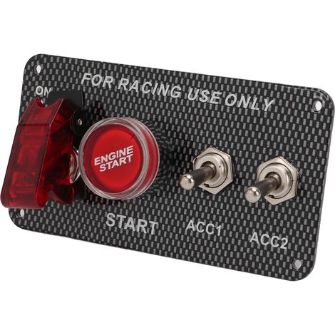 Kit de panneau de commande d'allumage 12 V 40 A avec bouton de démarrage moteur, style fibre de carbone, universel pour voiture de course (1/5)
