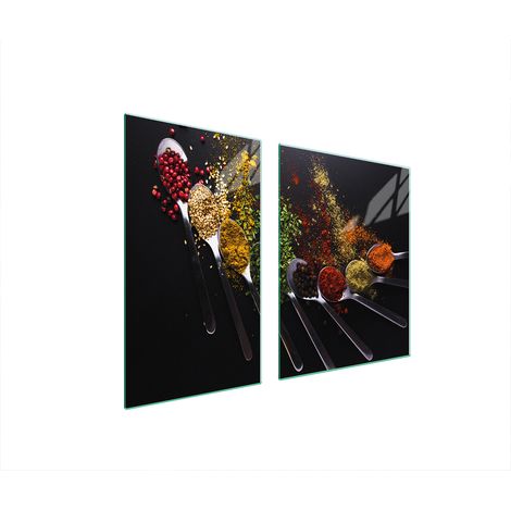 ASSIETTE EN VERRE et PLANCHE À DÉCOUPER 100x52 ÉPICES (1/5)