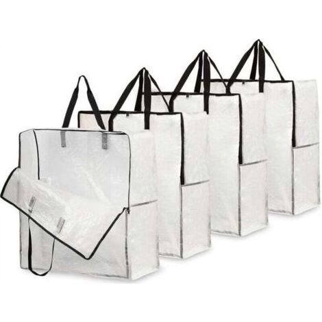 Sac De Rangement Transparent En Lot De 4, Grand Sac Demenagement XXL 60x60cm Avec Poignée De Transport, Sac Rangement Vêtements, Jouets, Couette (1/5)