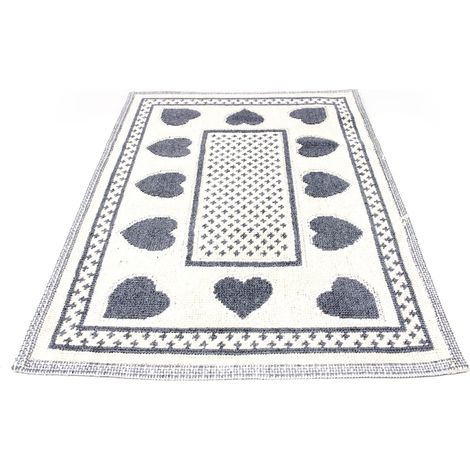 Tappeto Casa Bagno/Cucina Cotone Con Cuori Disegno Braies Colore Grigio, misuraPar 3PzcoloreGrigio (1/3)