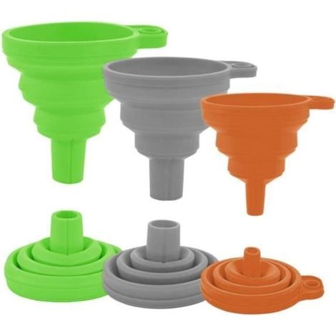 Entonnoir pliable en Silicone - sh - 3 pièces - Flexible - Portable - Facile à nettoyer (1/4)