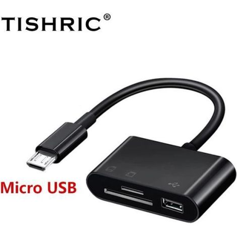 Lecteur De Carte - TF SD - USB Micro USB Type C - 6 En 1 - Noir - 1 Pièce