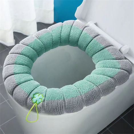 Couvre-Abattant De Toilette Universel - Épais - Avec Poignée - Lavable - Pour Siège Ronde Et Rectangulaire - 2 Pièces (1/4)