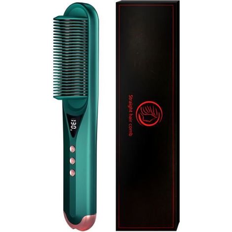 220V/45W fer à friser Brosse Lissante Chauffant, Brosse Soufflante et Ionique Sèche pour Lisser, Sécher, Boucler et Styler-Verte (1/4)