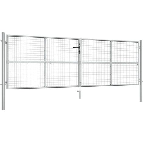 Vidaxl – Porte de jardin en acier galvanisé 415x175 cm – Résistante à la corrosion – Installation facile avec charnière à boulon – Serrure incluse