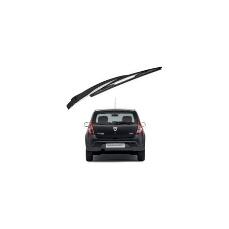 Geeignet für Lntyq Heckscheibenwischerarme und Wischerblätter, Ganzjahres-Heckscheibenwischerarm-Ersatzset aus Naturkautschuk, kompatibel mit Dacia Sandero Modellen 2008-2012.
