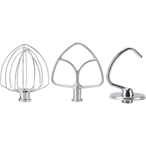 Lot de 3 Accessoires Robot Pâtissier Toivize pour Bol 5L Acier Inoxydable Crochet Batteur Fouet Compatible Tête Inclinable (1/5)