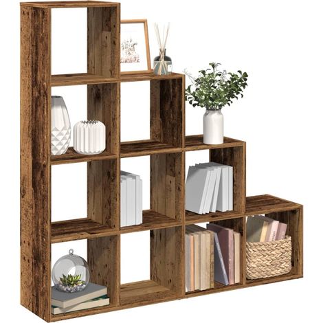 Raumteiler-Bücherregal 4 Stufen Altholz-Optik 131,5x29x131,5 cm