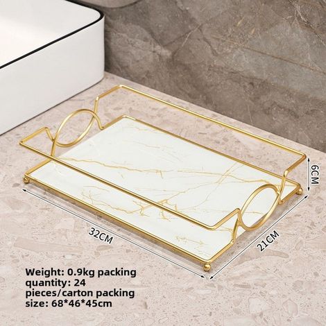 Étagère de toilette Platinum grand format à un seul niveau, sans perçage, étagère de rangement légère et luxueuse pour salle de bain, plateau de bureau pour cosmétiques et soins de la peau (1/5)