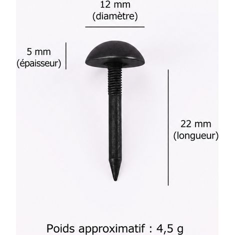 Clou décoratif demi-sphérique noir antique en fer 1,2 cm 1.2 cm noir 2,7 × 1,2 × 2,7 cm 4 g – Livraison gratuite