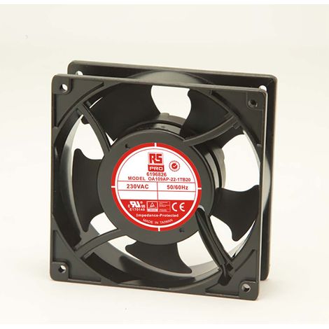 Ventilateur axial RS PRO 230 V c.a., 186.9m³/h, 120 x 120 x 38mm, 15W ( Prix pour 1 ) (1/3)