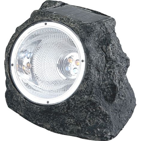 Faretto da giardino a LED solare, design in pietra chiara per esterni autocaricante