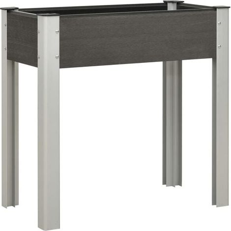 Jardinière surélevée en composite bois-plastique gris (WPC) de 75 x 40 x 75 cm (1/5)