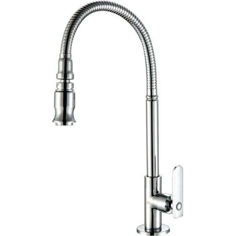 Küchen-/Gartenarmatur – 360° schwenkbarer Auslauf – Ausziehbare Brause – Edelstahl – Nur Kaltwasser – Chrom-Finish – Für Außen-/Waschbecken – 1-teilig (1/5)