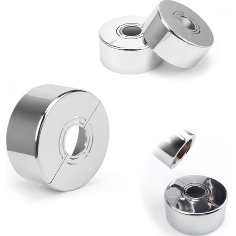 3-teilige Duscharmatur-Rosette, 3 Größen in 1, silberne Armaturen-Rosette, abnehmbare Heizkörper-Rosette, verstellbare Öffnung, geeignet für Duscharmaturen, Wasserhähne und Heizkörper (1/5)