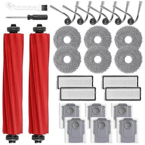 Pièces de rechange pour aspirateur robot Roborock QV 35A/QV 35S : brosse principale latérale, filtre HEPA, lingettes de nettoyage, sacs à poussière
