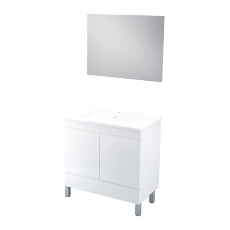[JAMAIS UTILISE] ONDEE ZEN - Meuble de salle de bain à poser LANCELO - 80cm - Blanc - Laqué  - Livré monté