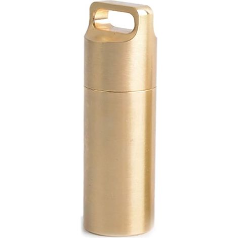 Pilulier de survie étanche en laiton pour extérieur, voyage, camping, course à pied (1/5)