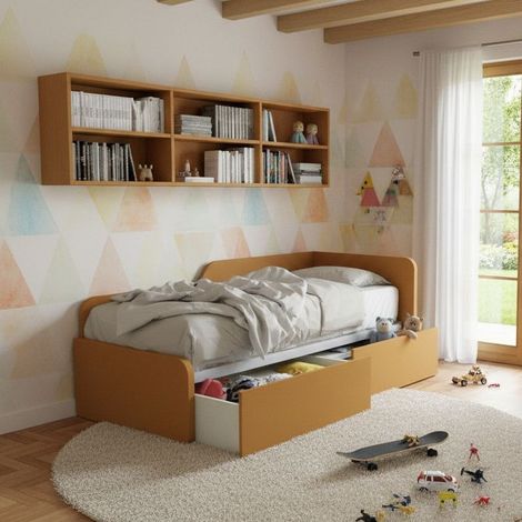 Letto singolo 80x190 con cassetti - Pratico e salvaspazio per camerette e stanzette - Zolfo