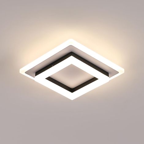 GOECO Plafonnier LED Carré Moderne 24W 2700LM 4500K Lumière Neutre, Lampe en Acrylique Noire pour Chambre Cuisine Couloir Salon Salle de bain (20x20x7cm) (1/5)