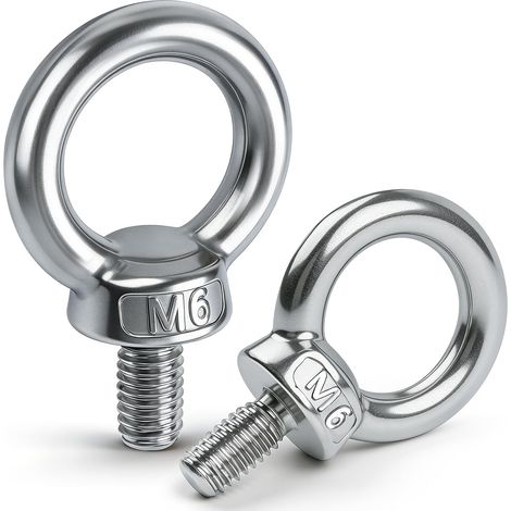 Lot de vis à anneau M6, 5 pièces en acier inoxydable 304, vis à œil rond, vis à anneau rond, vis à anneau extérieur pour fixer des ornements suspendus, pots de fleurs, supports de balançoire (1/5)