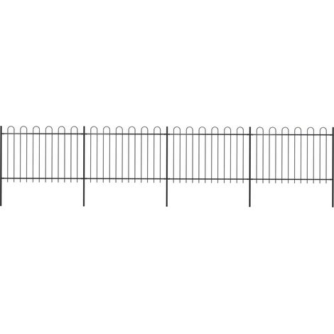 Clôture de jardin Brise vue Panneau de clôture avec dessus en cerceau Acier 6,8 x 1,2 m Noir 74152 (1/4)