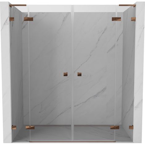 Mexen Lunar L Duo portes de douche pivotantes 170 cm, transparent, or rose - 834DL-170-000-60-00 (1/5)