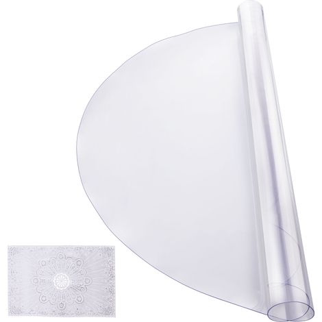 Mophorn Protector de mesa de PVC transparente, 42 x 42 pulgadas, 2 mm de grosor, cubierta de escritorio redonda, resistente al agua y fácil de limpiar, ideal para superficies de escritorio