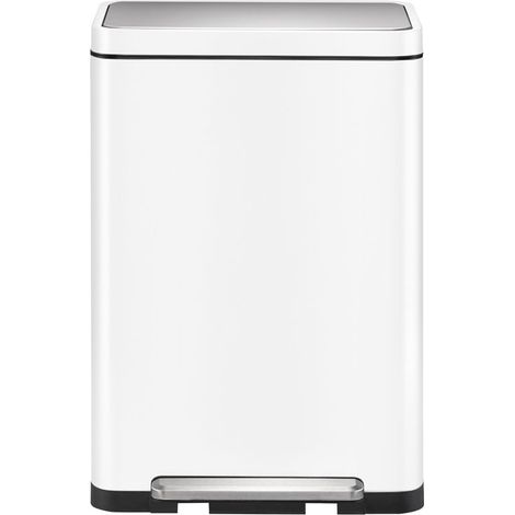 EKO - Poubelle à pédale tri sélectif X-Cube 20+20 litres - Steel Stainless steel Polypropylene - blanc, inox mat